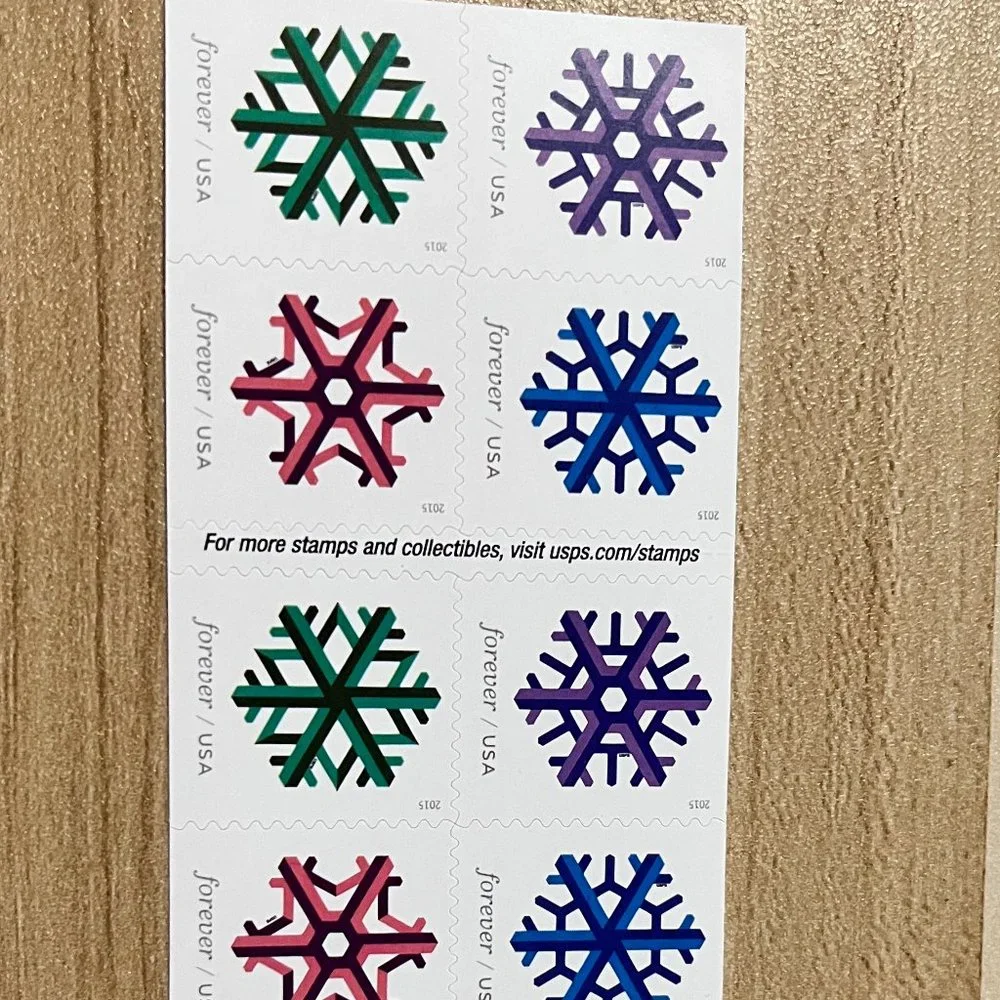 Unused geometric snowflake stamps (50 sheets 1000 pieces) - Picture 1 of 3